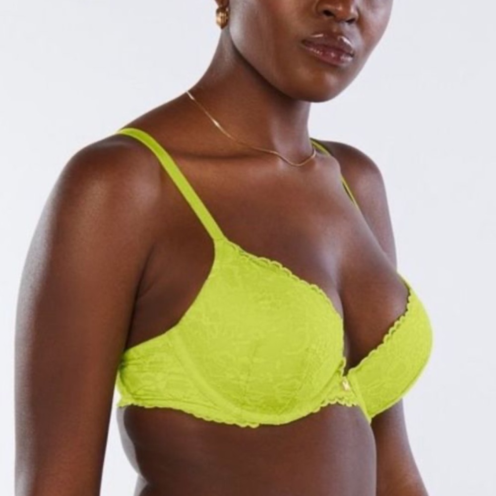 Savage Fenty Neon Green Lace Padded Push-up Bra 36DDD NWT